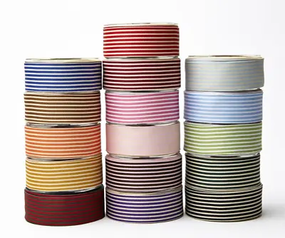 May Arts 38mm Striped Grosgrain - Price Per Metre Or On A 27.4m Roll • £29.99
