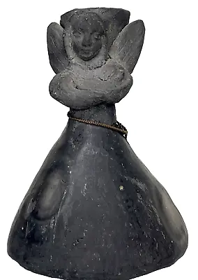 Primitive Folk Art Pottery Angel Bell Candleholder Barro Negro Mexican VTG 1940s • $15.98