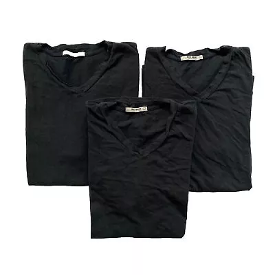 Buck Mason Men Black V-Neck Short Sleeve Cotton T-Shirts Made In USA Large Lot 3 • $34.99