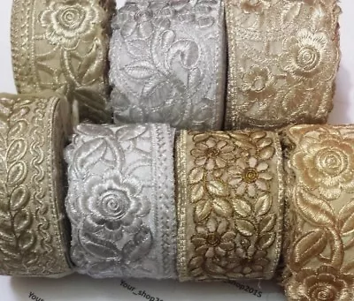 £2.65 • Buy 1 Yard Beautiful Embroidered Pattern Lace Trimming Ribbon Net Wedding Dress