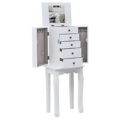 Standing Jewelry Armoire With Mirror 5 Drawers & 8 Necklace Hooks • $85.05