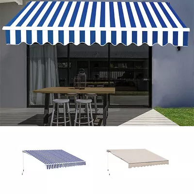 Retractable Garden Patio Manual Awning Canopy Shelter Outdoor Sun Shade • £109.99