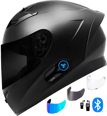 Full Face GDM Motorcycle Helmet + Intercom Bluetooth + 3 Shields Smart Helmet • $189.95