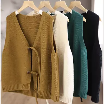 $17.36 • Buy Women Knitted Vest Tank V-neck Sleeveless Sweater Waistcoat Cardigan Gilet