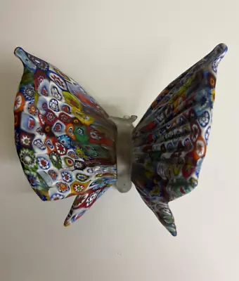 Murano Millefiori Cane Glass Butterfly Figurine • $95