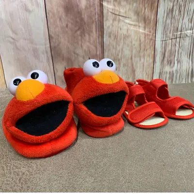 Sesame Street Elmo XL Slippers And Red Size 3 Magic Prewalker Sandals Lot • $25