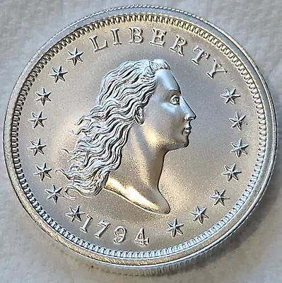 1794 Flowing Hair Dollar Art Round - High Relief 2 Oz .999 Silver Proof-like Gem • $82.95
