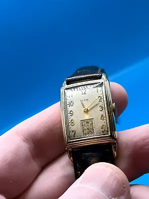 Vintage 1940s Elgin Watch. Gold Plated. Running! Art Deco New Band • $95