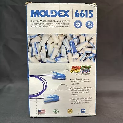 100 Moldex SparkPlugs Foam Earplugs Corded 6615 **FREE SHIPPING** • $23.95