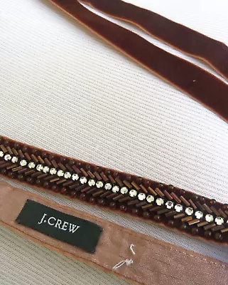 J.Crew Jewel  Rhinestone Belt Velvet Sash Brown Tie Closure 70  • $12