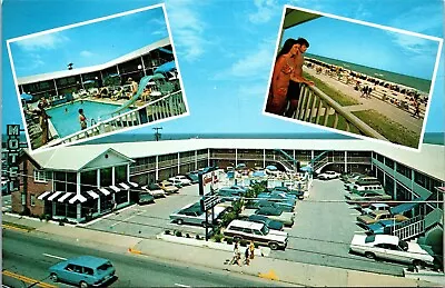 Virginia Beach Colonial Motel Oceanfront 1960's Cars VA. Postcard Multi View 5S • $8.45