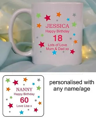 PERSONALISED BIRTHDAY GIFT FOR HER MUG ANY NAME AGE MUM NANA GIRL 18th 30th 50th • £10.95