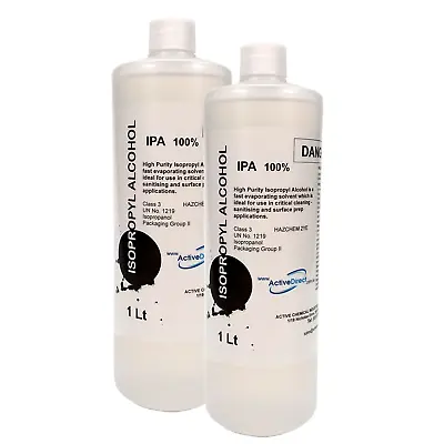 Isopropyl Alcohol 100% IPA Isopropanol  2X1L Rubbing  Airbrush Cleaner 2L • $27.50