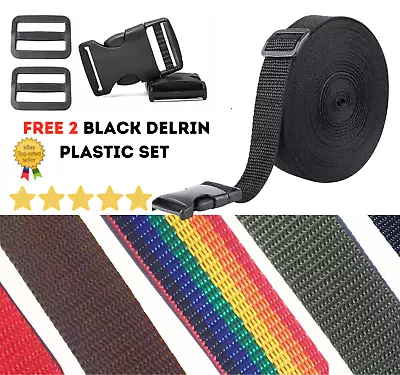 £4.60 • Buy Polypropylene Webbing Strap/Tape 20mm,25mm,40mm,50mm Popular Colours (UK Made)