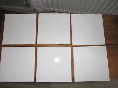 Ceramic Tiles  X 6  Plain Gloss White Kitchen Bathroom Wall Tiles 15CM X 15CM • £3.95