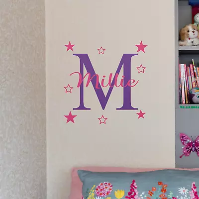 Personalised Name Wall Art Sticker Crown Unicorn Girl Bedroom Nursery Boys • £7.99