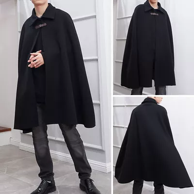 Fashion Men Punk Batwing Top Cape Cloak Poncho Casual Loose Coat Jacket Overcoat • $32.43