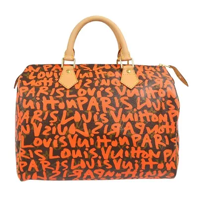 Louis Vuitton Speedy 30 Handbag Monogram Graffiti Orange M93705 AA5028 97813 • £2638.03