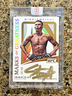 Israel Adesanya 2021 Panini UFC Immaculate Collection Marks Greatness 24/48 AUTO • $1500