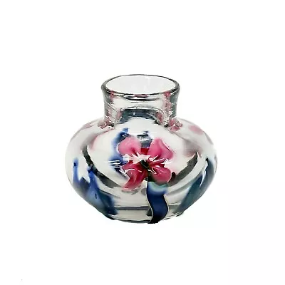 Charles Lotton Multi Flora Miniature Art Glass Vase Pink Flowers Signed • $416