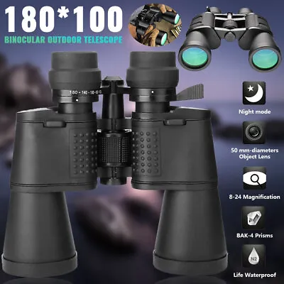 180x100 HD Military Zoom Powerful Binoculars Day/Low Night Optics Hunting & Case • $25.98