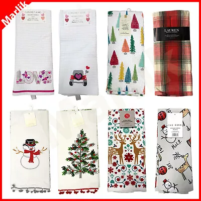 Valentine's Christmas KITCHEN Hand Dish TOWELS Lauren Stewart Rowley Artisan • $15