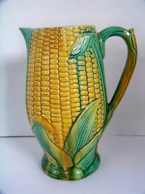 Antique 19th Century Majolica Pottery Ear Of Corn Motif Pitcher Registry Mark • $110