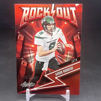 2023 Absolute Football Aaron Rodgers #15 Rock Out Red SP 100/100 NY Jets DV1 • $0.99