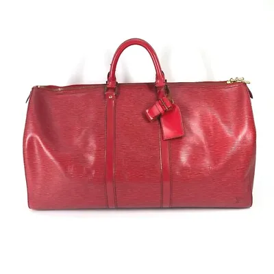 LOUIS VUITTON M42957 Epi Keepall55 Travel Bag Duffle Bag Epi Leather Red • $500