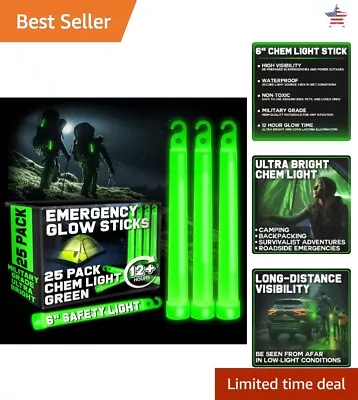 25 Pack Of 6-Inch Green Glow Sticks - Perfect For Parties & Events • $39.99