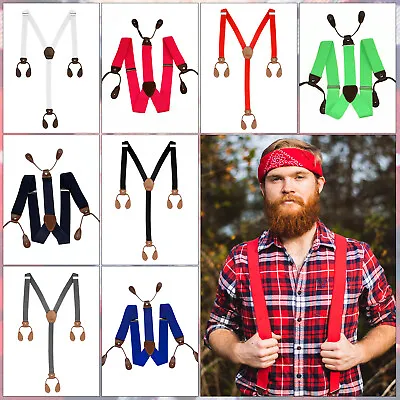 Braces Suspenders Adjustable Slim Unisex Men Ladies Trouser Fancy Dress Clip On • £4.89