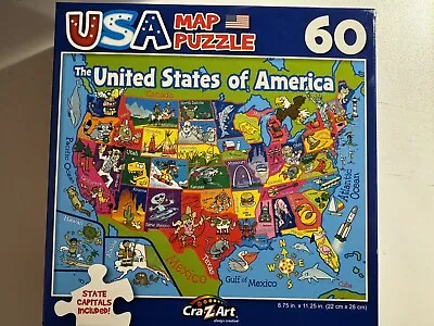 60 Piece Jigsaw Puzzle Map 50 American States USA Age 6+ • $3.89