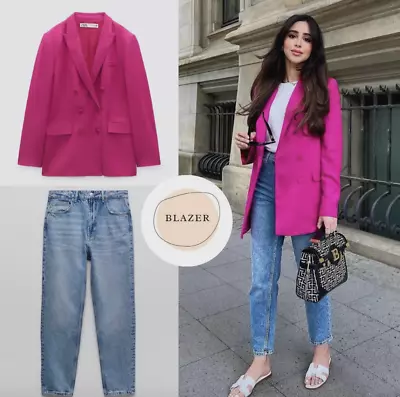 $99.99 • Buy ZARA Women NEW Double Breasted FLOWY BUTTONED BLAZER FUCHSIA 2991/452 XS - XXL