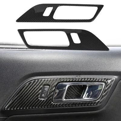 Interior Door Handle Trim Cover For Ford Mustang 2015+ Carbon Fiber Accessories • $30.99