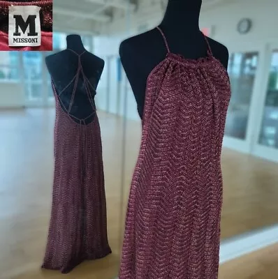 MISSONI Burgundy Gold Long Dress Sz IT 42 US 6-8 Fully Lined FREE US Shipping • $250