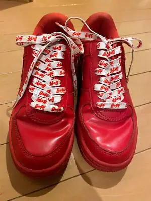 A BATHING APE Bapesta Sneaker Shoes Red Low US5.5 Used From Japan • $246.10