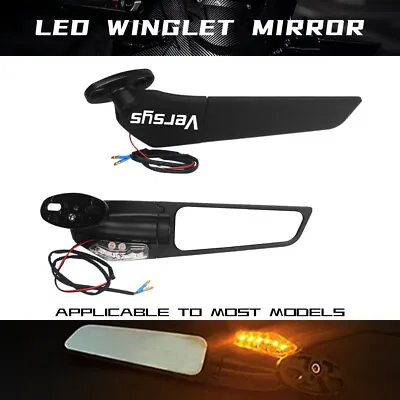 LED Light Larger Rear View Winglet Mirrors For KAVASAKA VERSYS 650 1000 X300 • £51.59