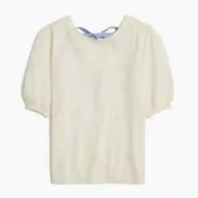 J. Crew Short-sleeve Tie-back Sweater Ivory Size Medium • $22.99