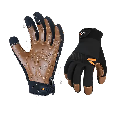 Vgo1Pair Safety Leather Mechanics GlovesAnti-VibrationWater Resistant(CA9765WP • $14.38