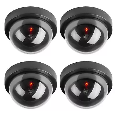 4 X Dummy Dome CCTV Camera Outdoor Indoor Fake CCTV Security Cam Flashing LED • £8.89