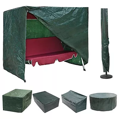 Heavy Duty Waterproof Furniture Covers Tarpaulin Woven PE Green Garden Outdoor • £14.99