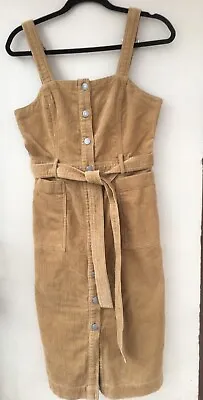 Levis Women Corduroy Pinafore Dungaree Belted Dress  TAN SizeXS • £9.99