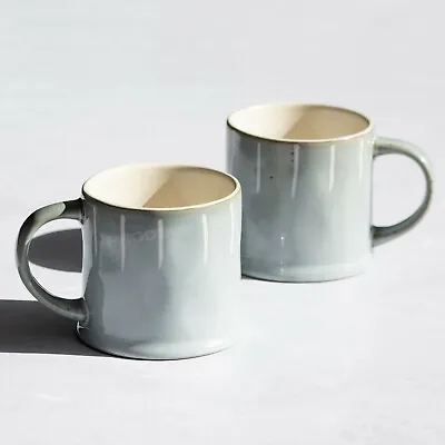 Set Of 2 Reactive Glaze Stoneware Coffee Mugs Large 400ml Heavy Ceramic Tea Cups • £15.80
