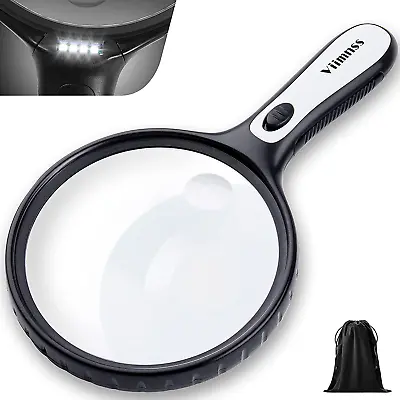 Magnifying Glass With Light Large Magnifier 5X 15X Handheld Illuminated Lighted • $26.24