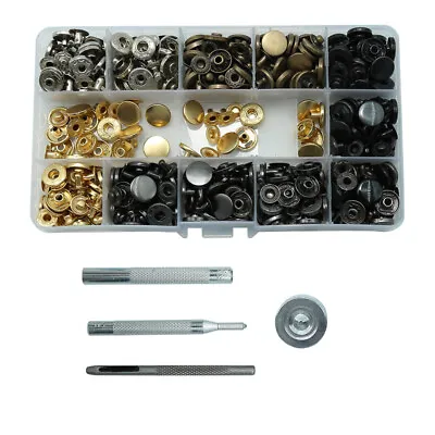 6 Color 120 Set Leather Snap Fasteners Kit Metal Button Snaps Press Studs • $14.99