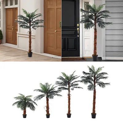 1/1.2/1.5M Artificial Palm Tree Fake Tropical Plant In Pot Outdoor Indoor Decor • £34.95