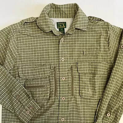 Cabela’s Guidewear Shirt Medium Fishing Hiking Vented Check Green Long Sleeve • $19.98