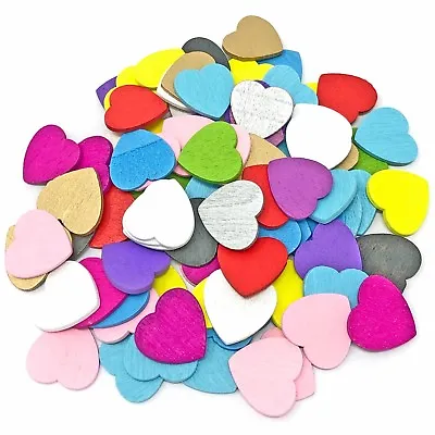 18mm Love Hearts Wooden Shabby Chic Craft Scrapbook Vintage Coloured Hearts • £3.29