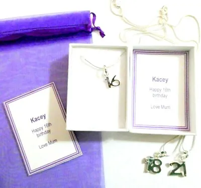 £5.99 • Buy 16th 18th 21st Birthday Necklace Gift Keepsake +Personalised Gift Box +Gift Bag