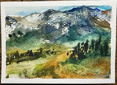 ACEO Original Watercolor Landscape Nature Mountains - (2.5x3.5 In) - NEW • $5.99